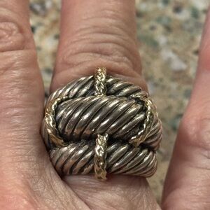 David Yurman Twisted sterling Silver and Gold Rope Ring